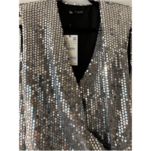 Draped Sequin Dress - Silver - Picture 4 of 5